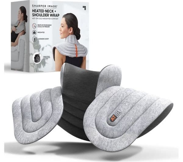 SHARPER IMAGE Neck & Shoulder Heated Wrap - Grey - Image 4