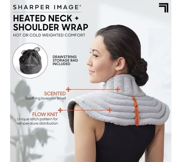 SHARPER IMAGE Neck & Shoulder Heated Wrap - Grey - Image 6