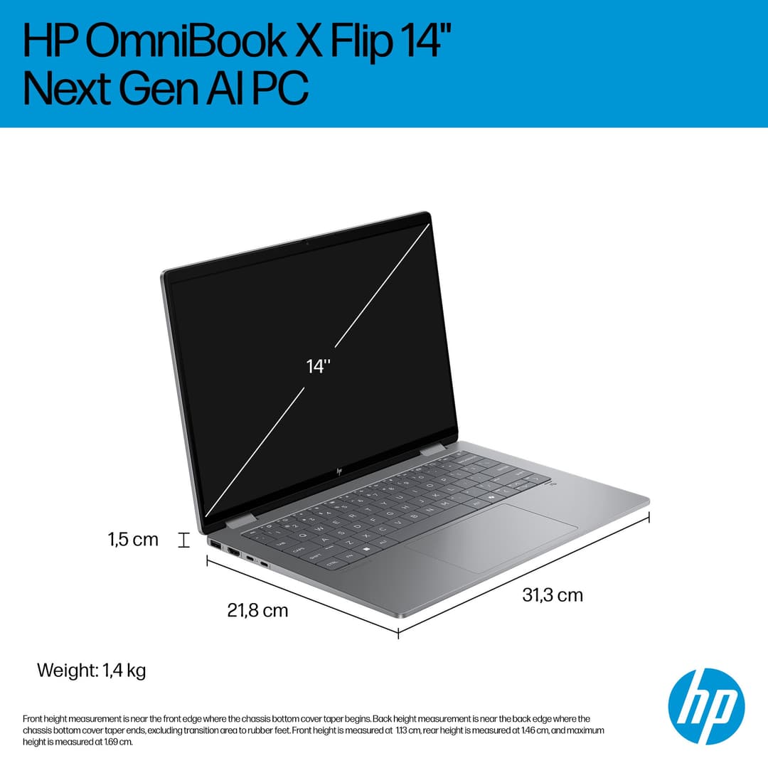 HP OmniBook X FlipNGAI 14-fm0005na Intel® Core Ultra 5 226V 16GB RAM 512GB SSD 14" Touchscreen 2K Windows 11 Home 2-in-1 Copilot+ Laptop - Image 8