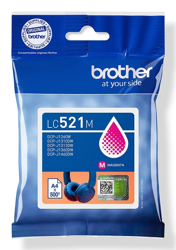 Brother LC521 Genuine Ink Cartridge 500 Pages - Magenta - Image 1