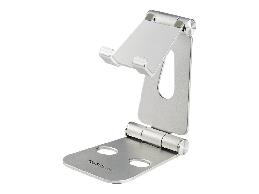 StarTech.com Phone and Tablet Stand, Foldable Universal Mobile Device Holder for Smartphones & Tablets Adjustable Multi-Angle Ergonomic Cell Phone Stand for Desk Portable, 4in to 13in - Foldable Phone Holder (USPTLSTND) - desktop stand for mobile phone, t - Image 1