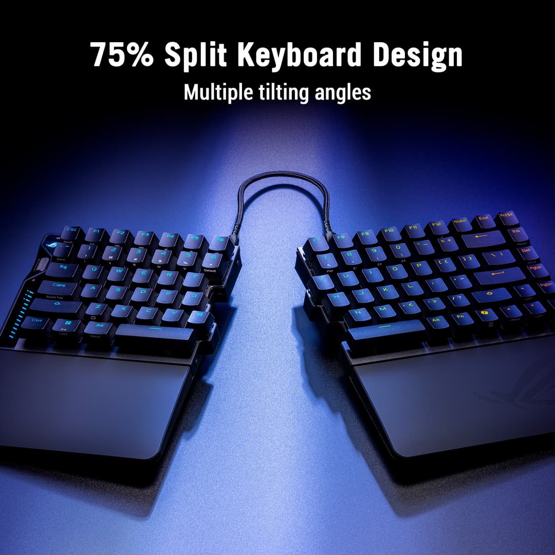 ASUS ROG Falcata 75% Split Wireless Gaming Keyboard with ROG HFX V2 Magnetic Switches - Black - Image 3