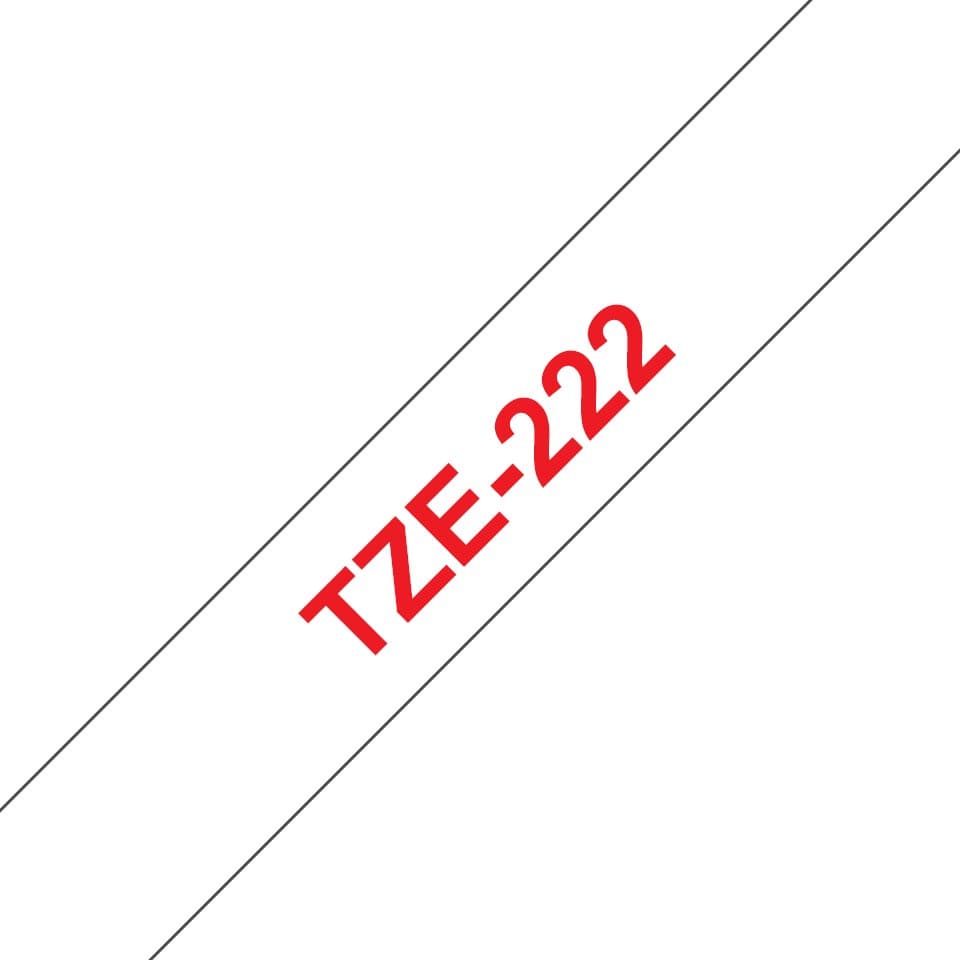 Brother TZe-222 Laminated Labelling Tape 9mm x 8m - Red on White - Image 1