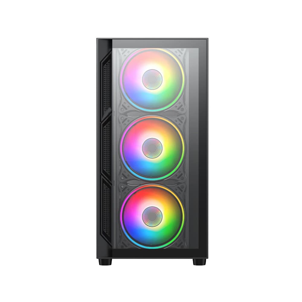 Vida Lucid Micro-ATX Tower ARGB Tempered Glass Gaming PC Case - Black - Image 4