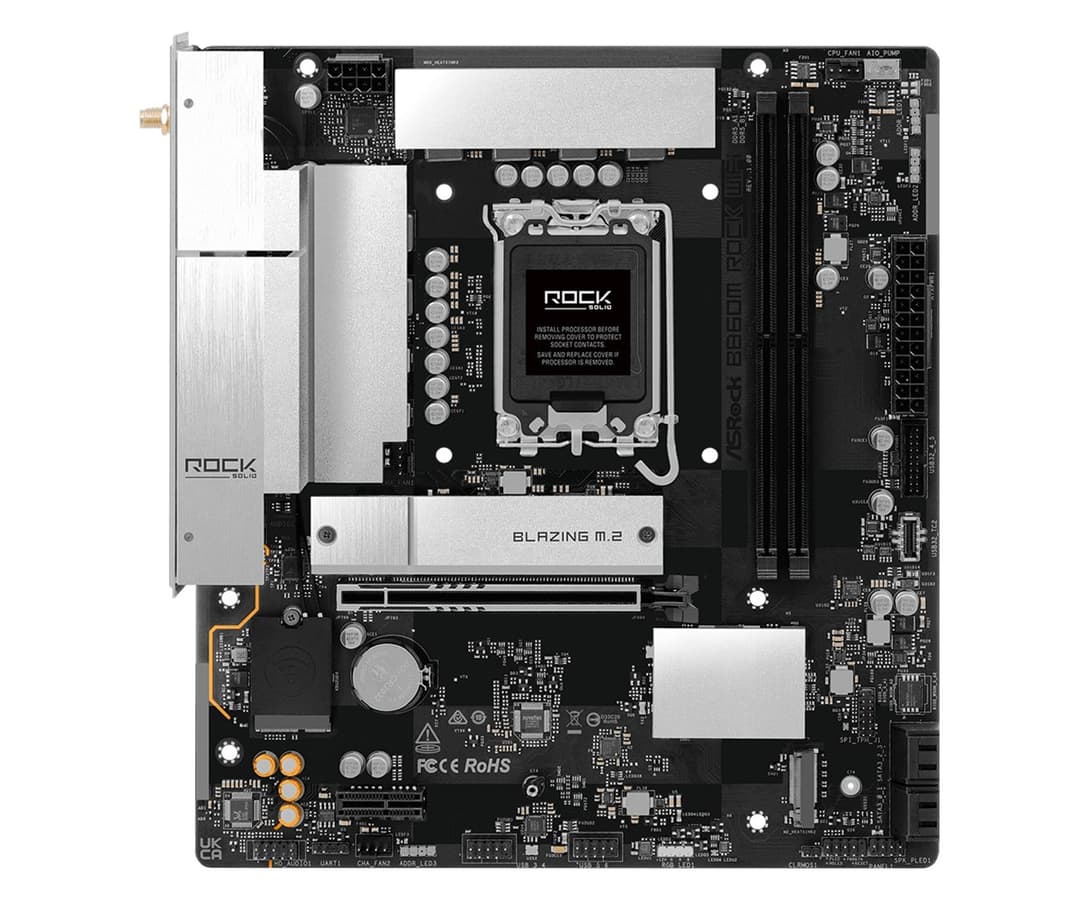 ASRock B860M Rock WiFi Intel B860 LGA 1851 (Socket V1) DDR5 micro ATX Motherboard - Image 2