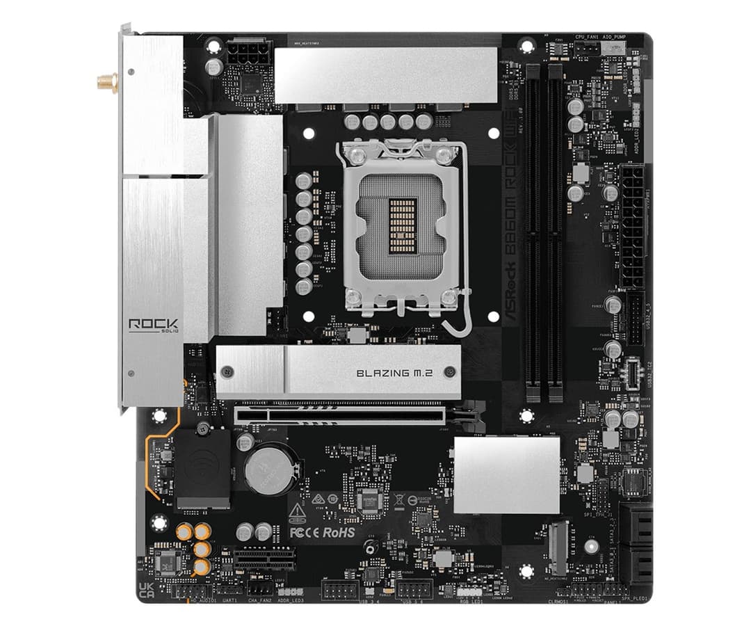 ASRock B860M Rock WiFi Intel B860 LGA 1851 (Socket V1) DDR5 micro ATX Motherboard - Image 3