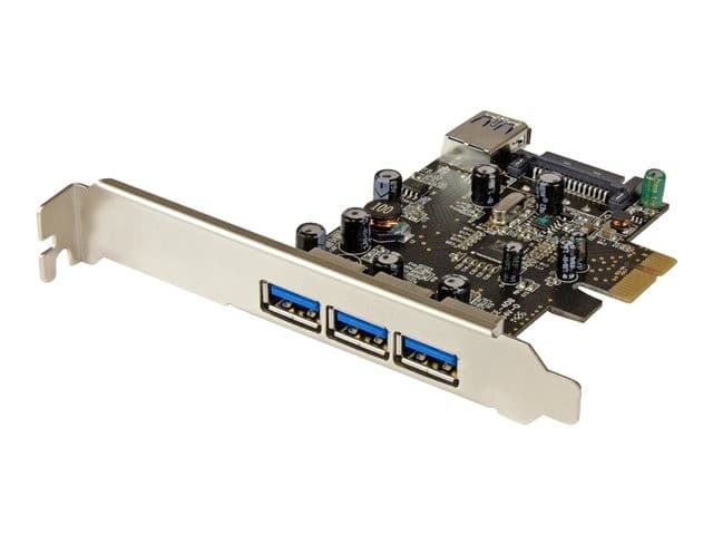 StarTech.com 4 Port PCI Express USB 3.0 Card - 3 External and 1 Internal - Native OS Support in Windows 8 and 7 - Standard and Low-Profile (PEXUSB3S42) - USB adapter - PCIe 2.0 - USB 3.0 x 4 - Image 1