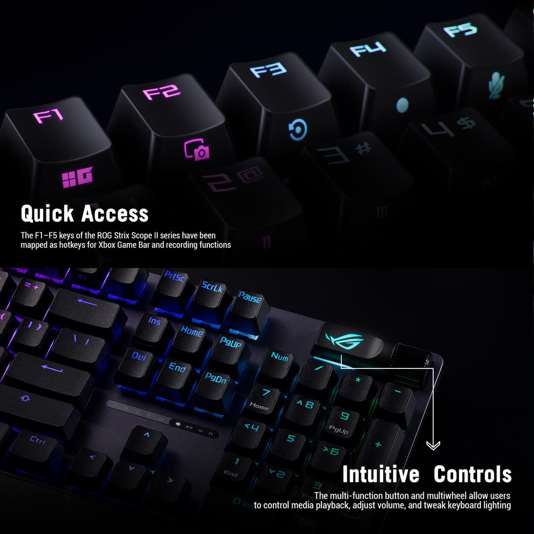 ASUS ROG Strix Scope II X Full-Size Mechanical RGB Wired Gaming Keyboard - ROG NX Snow V2 Switches, Black - Image 8