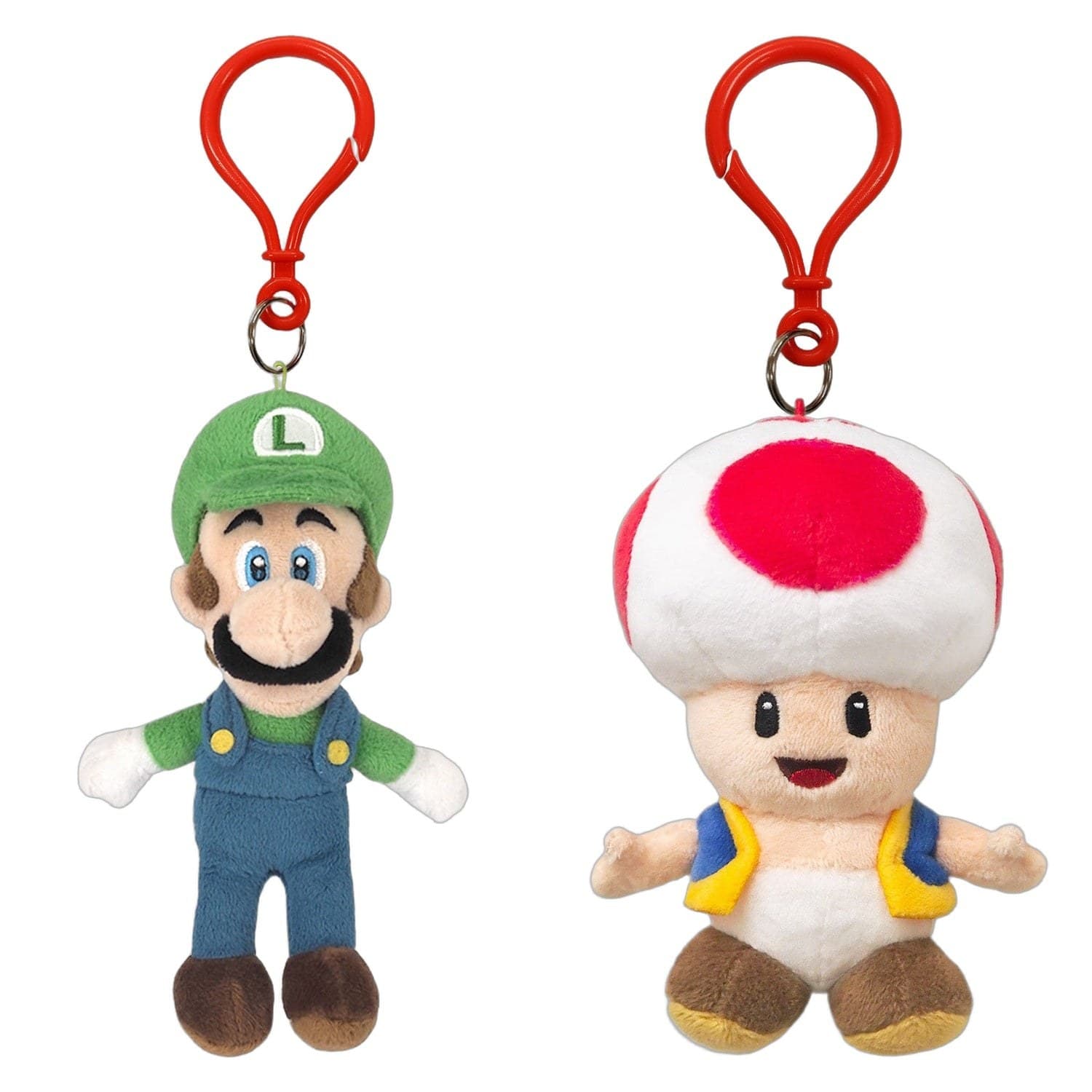 SAN-EI Nintendo Plush Keychain Bundle - Luigi & Toad
