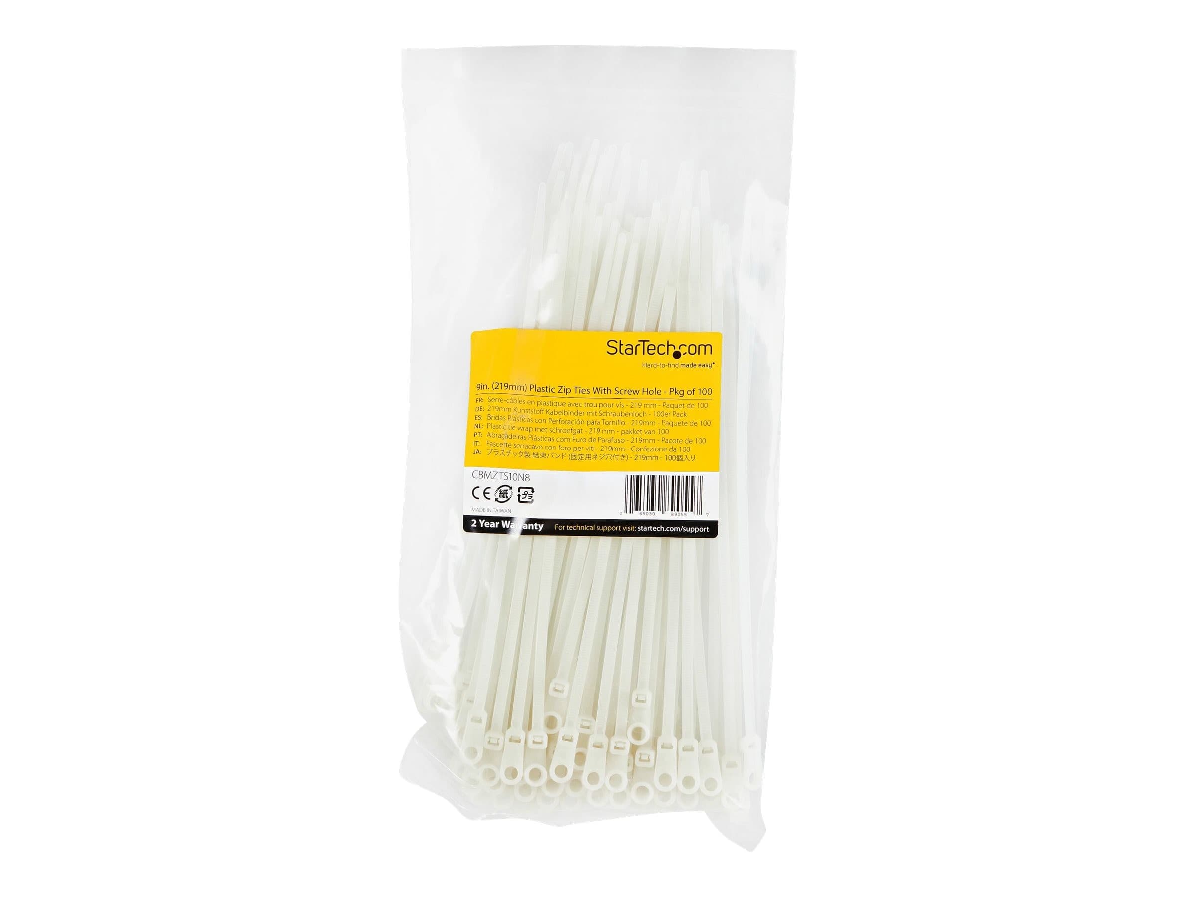 StarTech Cable Ties 20cm 100 Pack White
