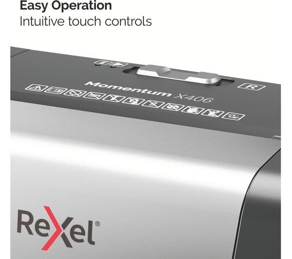 REXEL Momentum X406 Cross Cut Paper Shredder, 6 Sheet, P-4, 15 Litre Bin - Image 9