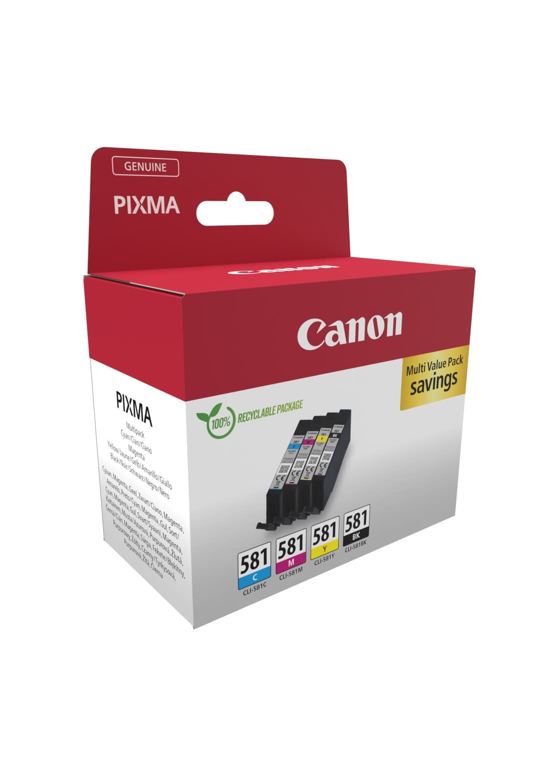 Canon CLI-581 Ink Cartridge Multipack (2103C006) - Black, Cyan, Magenta, Yellow - Image 2