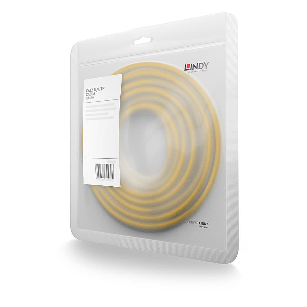 Lindy 0.3m Cat.6 U/UTP Ethernet Cable, Yellow - Image 2