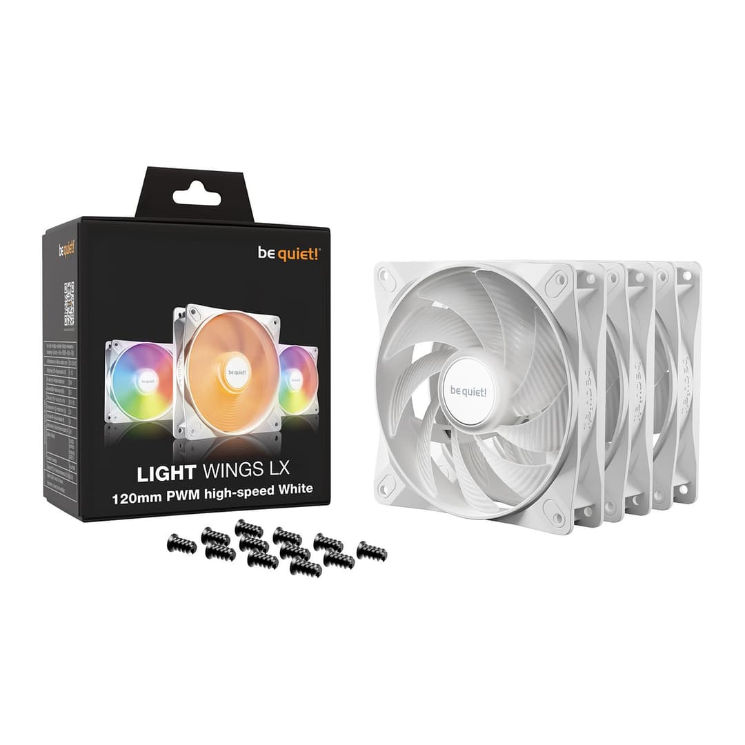 be quiet! Light Wings LX High Speed 120mm ARGB PWM Case Fan Triple Pack - White - Image 1