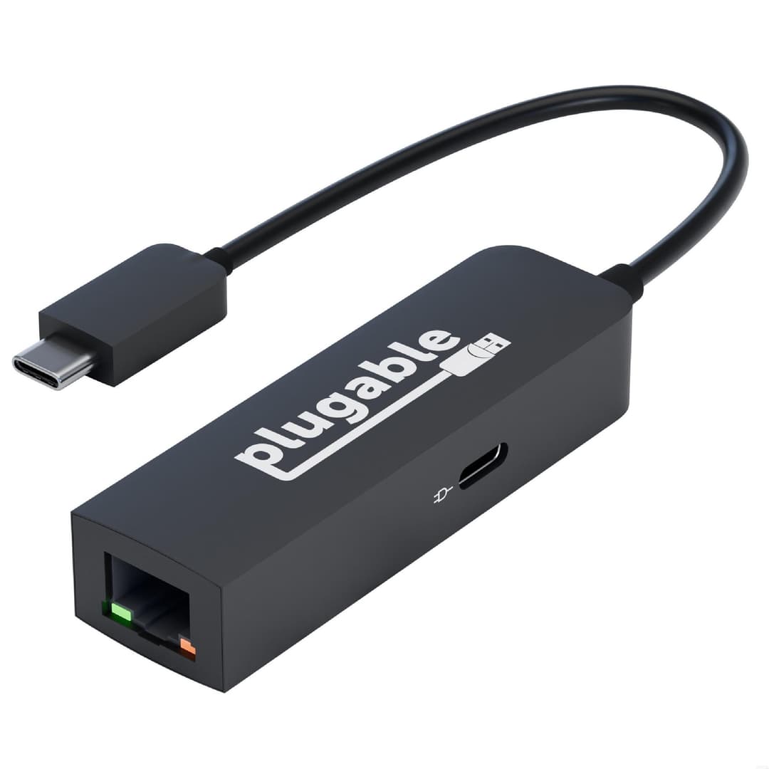 Plugable Technologies USB C to Ethernet Adapter 2.5Gb with 100W USB-C PD Charging, 2.5 Gigabit Type C USB Ethernet Adapter for Windows, MacBook, Chrome, iPad, Surface, XPS, Thunderbolt 4, USB4 (USBC-E2500PD) - Image 1
