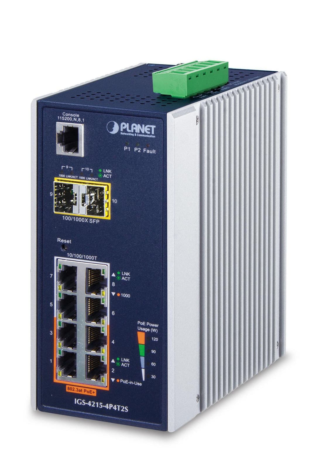 Planet IGS-4215-4P4T2S 4-Port Gigabit PoE+ 4-Port Gigabit 2x SFP Industrial L2/L4 Managed Switch - Image 1