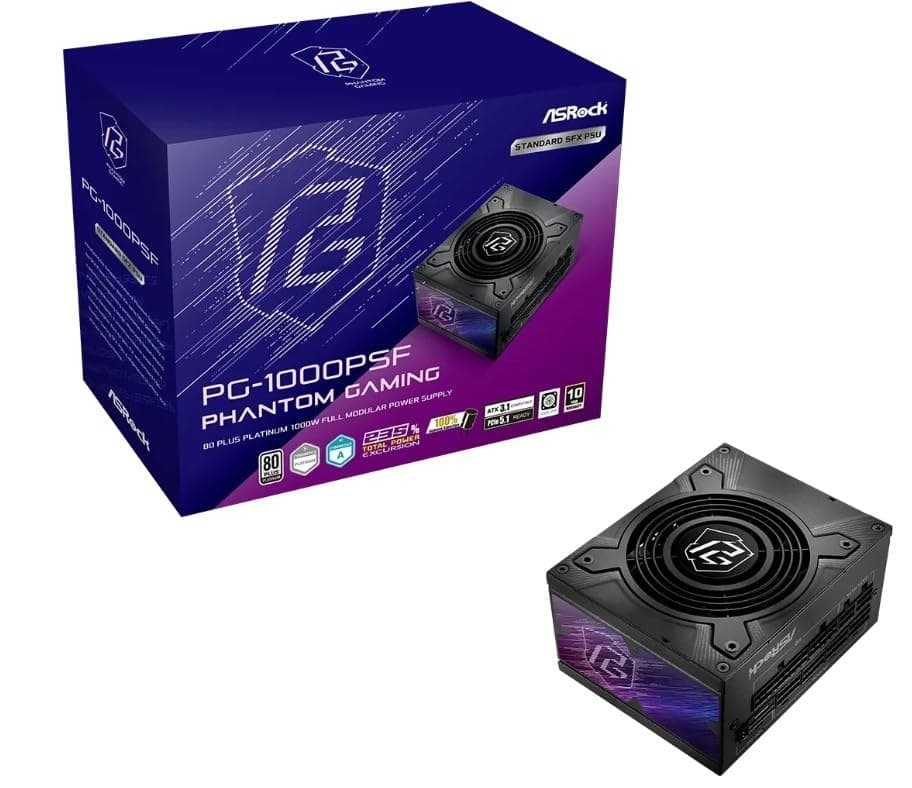 ASRock Phantom Gaming PG-1000PSF 1000W SFX 80 PLUS Platinum PSU - Black