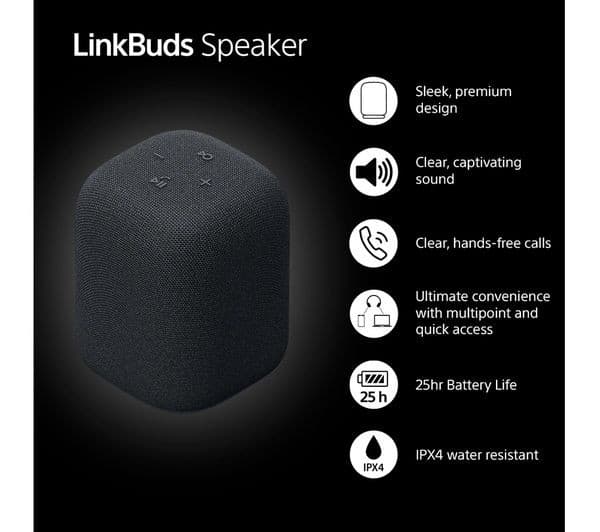 Sony SRS-LS1 LinkBuds Speaker Wireless Bluetooth Portable Speaker - IPX4 Water Resistant - Black - Image 2