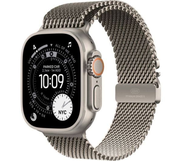 Apple Watch Ultra 3 GPS + Cellular 49mm Natural Titanium Case with Natural Titanium Milanese Loop - Large - Image 1