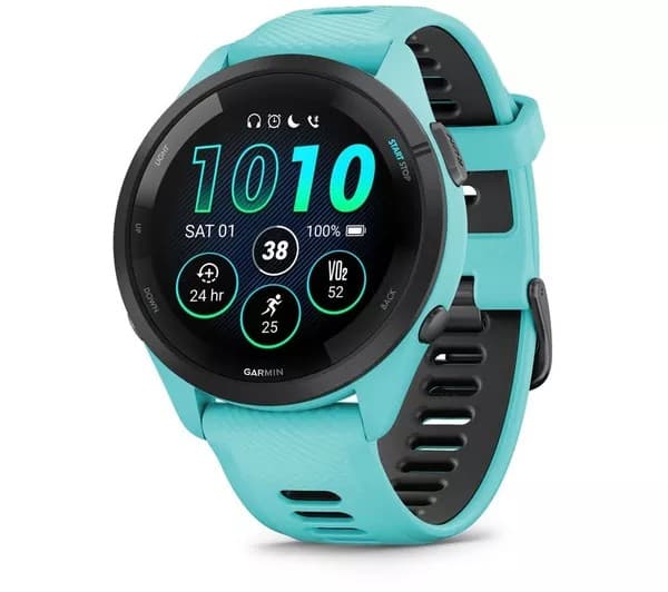 Garmin Forerunner 265 (46mm) GPS Running Smartwatch - Aqua - Image 2