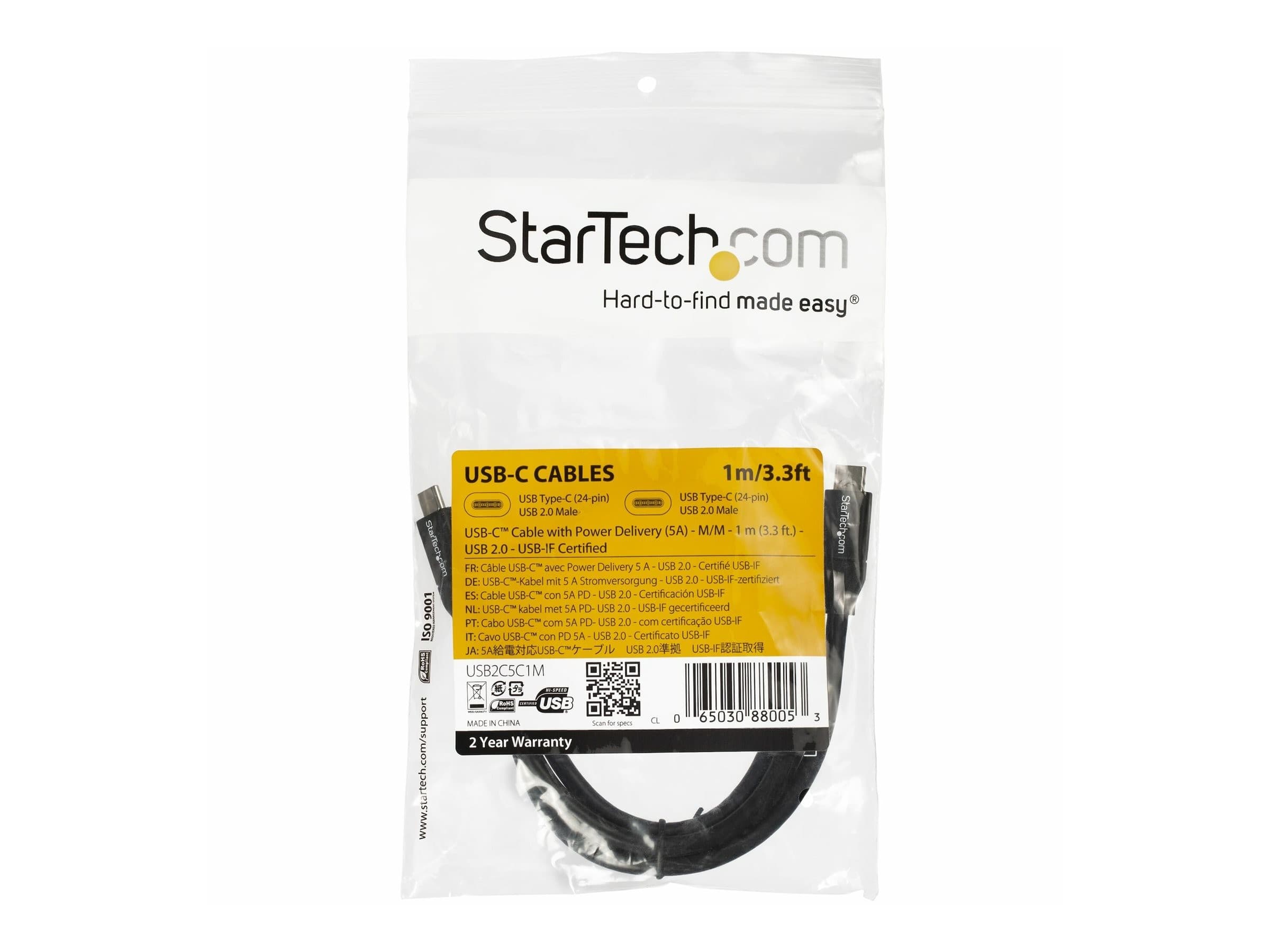StarTech USB2C5C1M USB-C Cable 1m Black