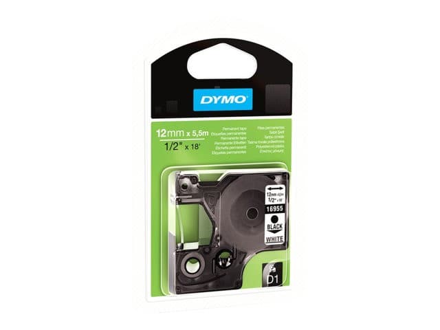 DYMO D1 S0718060 Permanent Polyester Label Tape - Black on White - 1 cassette(s) - Roll (1.2 cm x 5.5 m) - Image 5