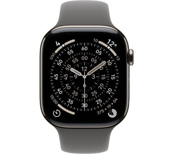 Apple Watch Series 11 GPS + Cellular 46mm Natural Titanium Case with Stone Grey Sport Band - S/M - Image 2