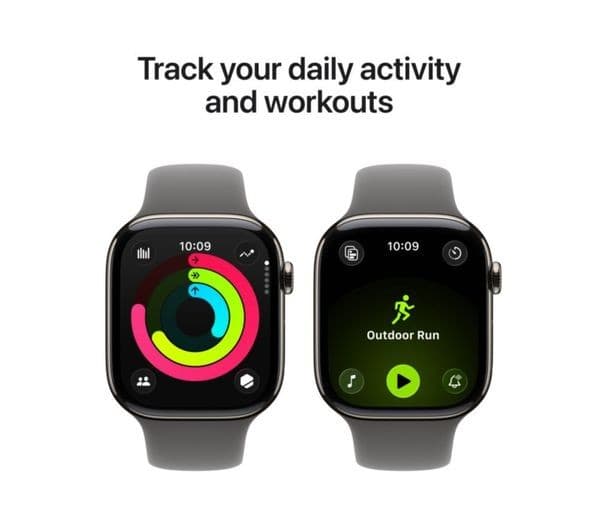 Apple Watch Series 11 GPS + Cellular 46mm Natural Titanium Case with Stone Grey Sport Band - S/M - Image 4