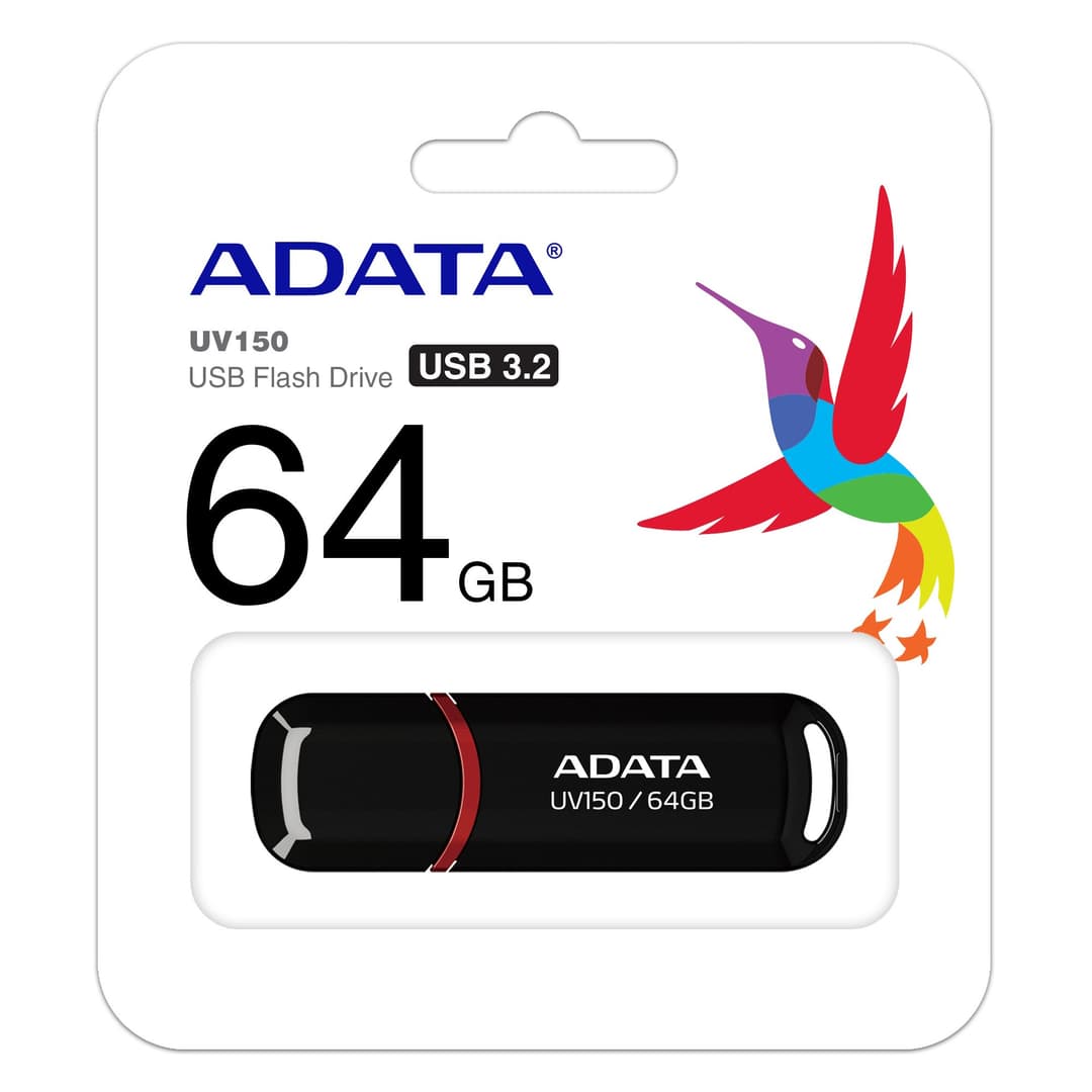 64GB AData UV150 USB3.2 Flash Drive - Black/Red - Image 3