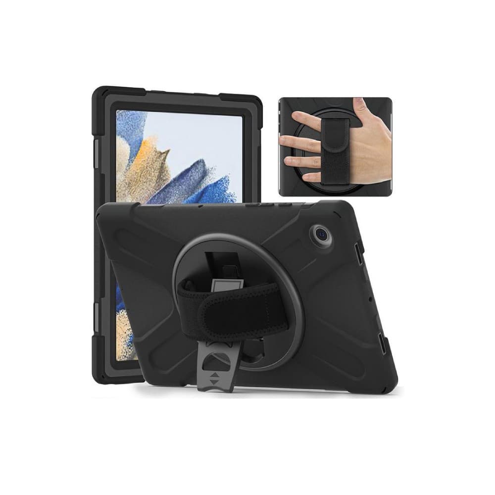 eSTUFF AUSTIN Defender Case with Hand Strap for Samsung Galaxy Tab A8 10.5 - Black - Image 2