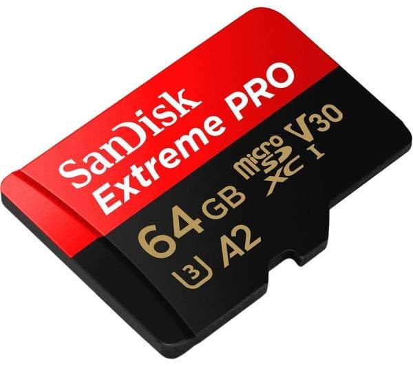 SanDisk Extreme PRO microSDXC UHS-I U3 V30 A2 Memory Card with SD Adapter 64GB