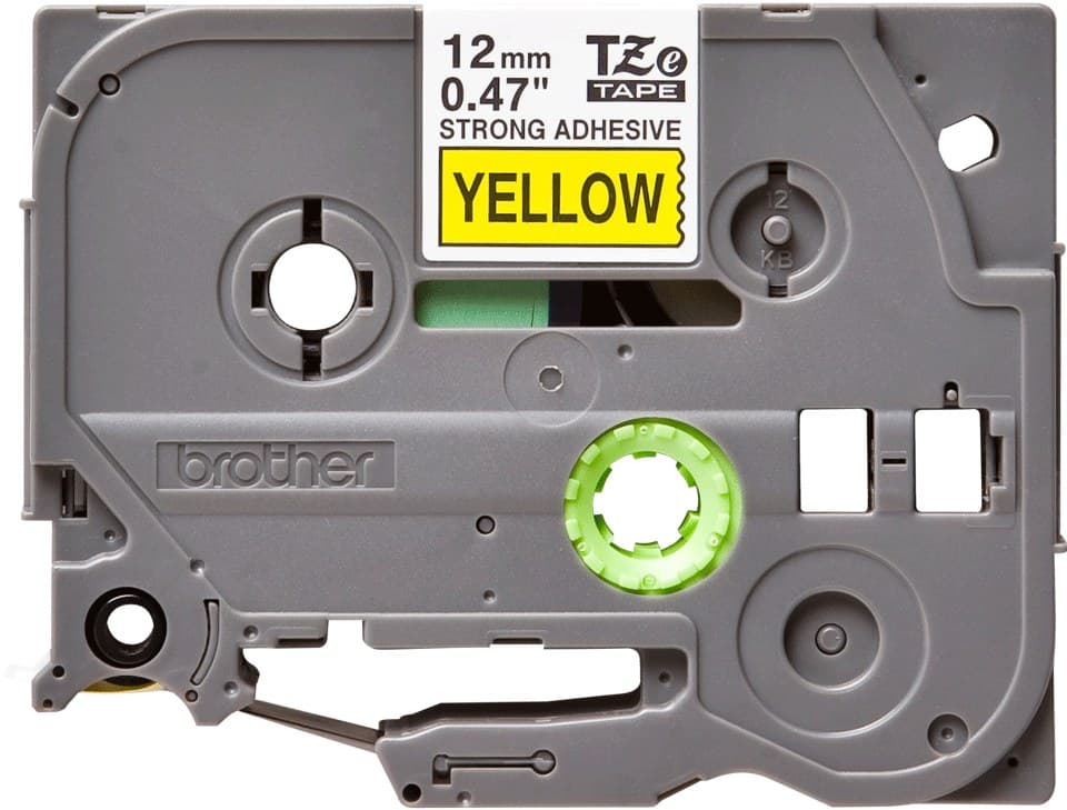 Brother TZe-S631 Strong Adhesive Laminated Labelling Tape 12mm x 8m - Black on Yellow - Image 2