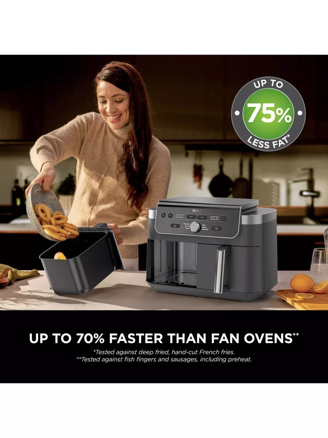 NINJA 6-in-1 DualZone XL DZ901UK 9.5L Dual Air Fryer 2 x 4.75L Drawers SYNC MATCH - Grey - Image 5