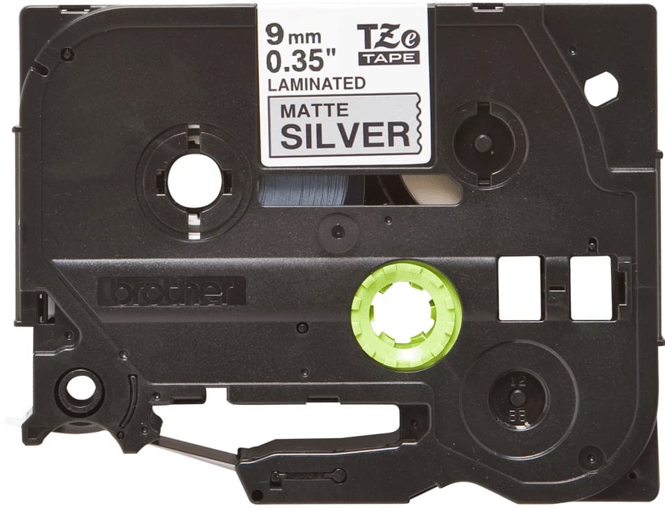 Brother TZe P-touch Laminated Labelling Tape Black on Matte Silver 8m - 9mm