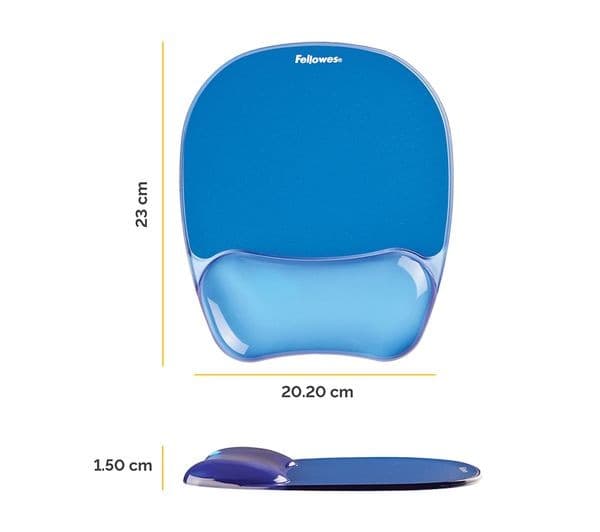 Fellowes Crystals Gel Mouse Mat with Wrist Rest - Blue - Image 2