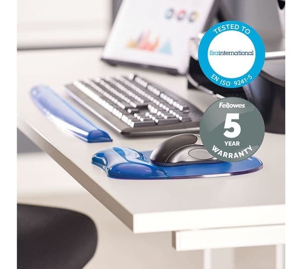 Fellowes Crystals Gel Mouse Mat with Wrist Rest - Blue - Image 4