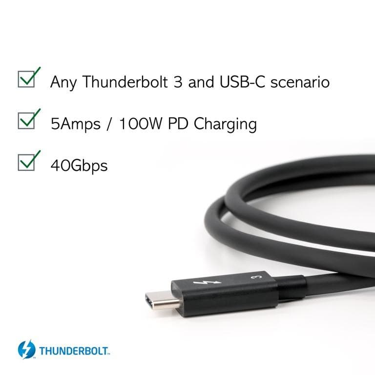 Plugable Technologies Thunderbolt 3 Cable TBT3-40G80CM 80cm (2.6ft) - 40Gbps, 100W (20V, 5A) Charging, Thunderbolt-Certified USB-C, Driverless - Image 3