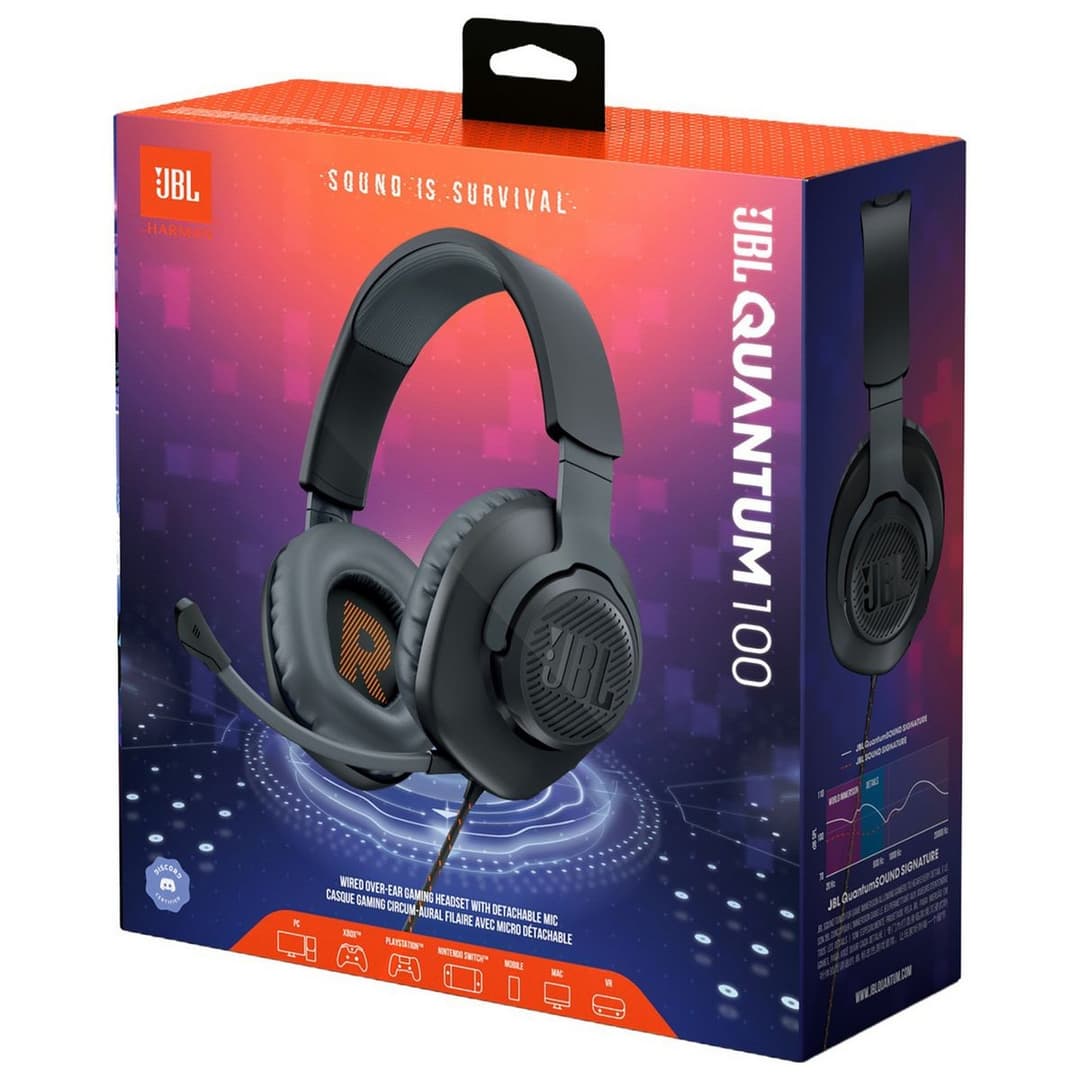 JBL Quantum 100 Wired Over-Ear Gaming Headset with Detachable Mic - PS4, PS5, Xbox, PC, Switch - Black - Image 8