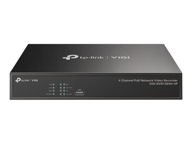 TP-Link VIGI NVR1004H-4P V1 Standalone 4 Channel PoE+ Network Video Recorder (NVR) - 53W PoE Budget, 4K HDMI Output, 1x SATA HDD up to 10TB - Image 2