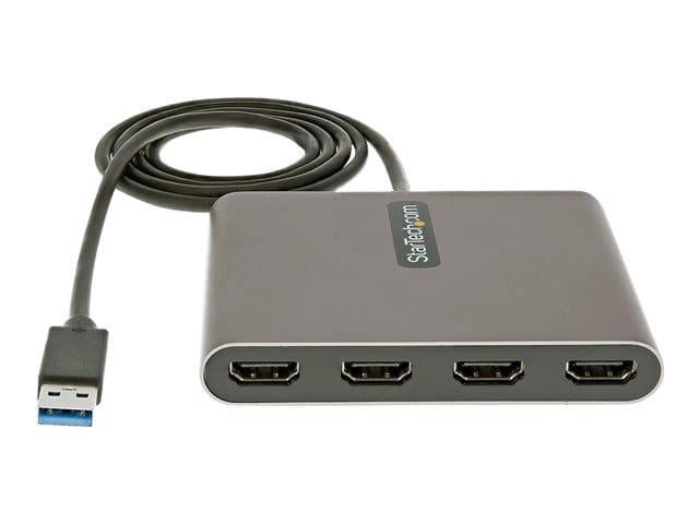StarTech.com USB 3.0 to 4 HDMI Adapter, External Video & Graphics Card, USB Type-A to Quad HDMI Monitor Display Adapter Dongle, 1080p 60Hz, USB 3.0 to HDMI Adapter/Video Converter, Windows - Multi Monitor Adapter - adapter cable - HDMI / USB - 1 m - Image 2