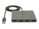 StarTech.com USB 3.0 to 4 HDMI Adapter, External Video & Graphics Card, USB Type-A to Quad HDMI Monitor Display Adapter Dongle, 1080p 60Hz, USB 3.0 to HDMI Adapter/Video Converter, Windows - Multi Monitor Adapter - adapter cable - HDMI / USB - 1 m thumbnail 2