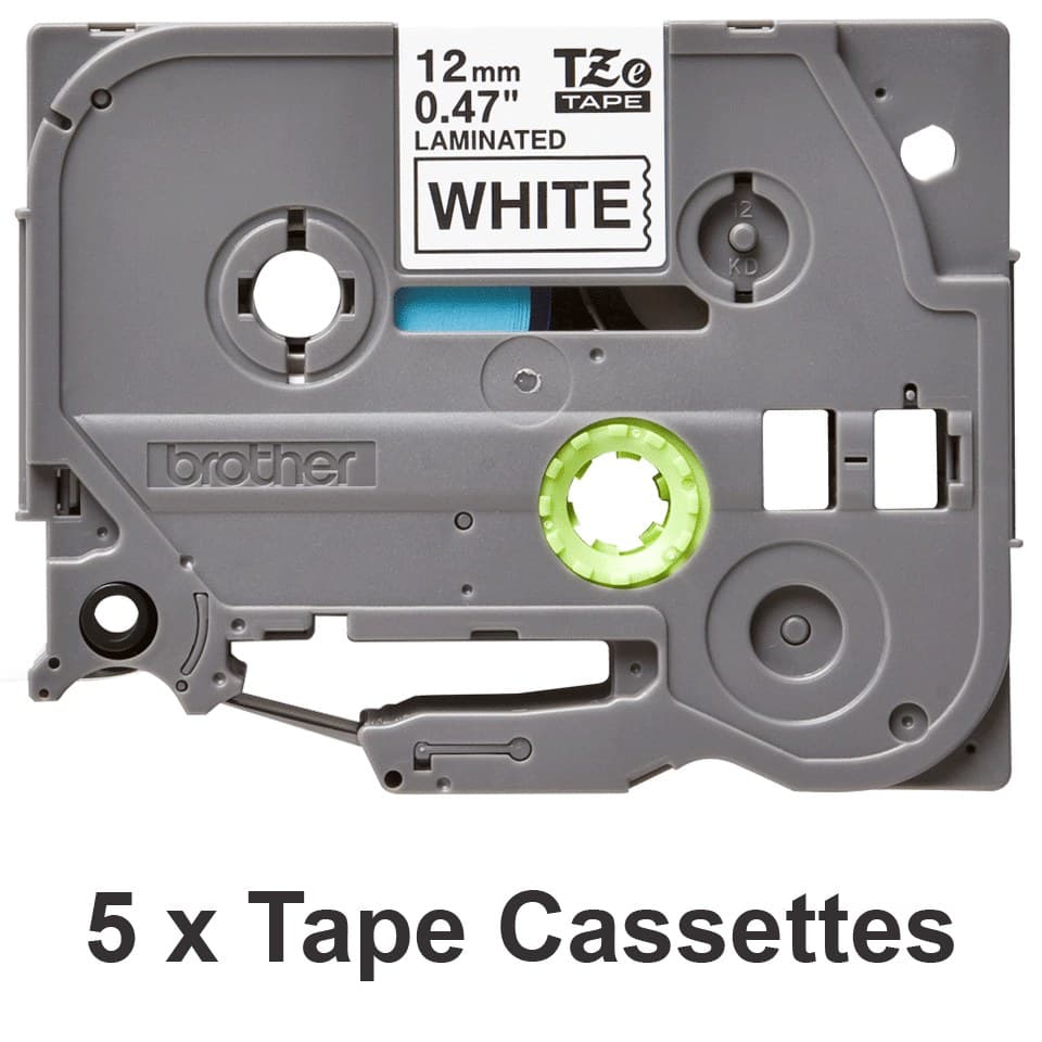 Brother TZe-231M5 12mm x 8m Laminated Label Tape Black on White (Pack of 5) - Image 2