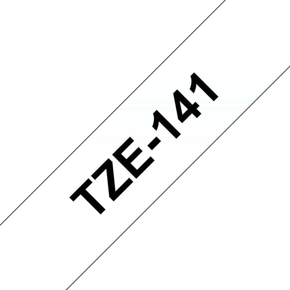 Brother TZe-141 Laminated Label Tape 18mm x 8m - Black on Clear - Image 1