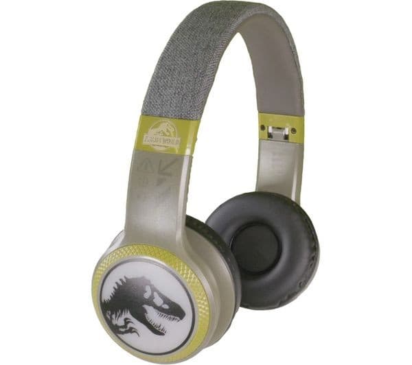 LAZERBUILT Jurassic World Light-Up Wireless Bluetooth Headphones - Black