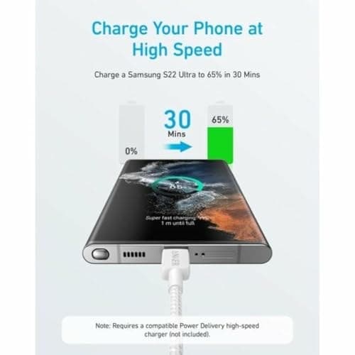 Anker 322 USB-C to USB-C Braided Cable 60W 3 m - White - Image 5