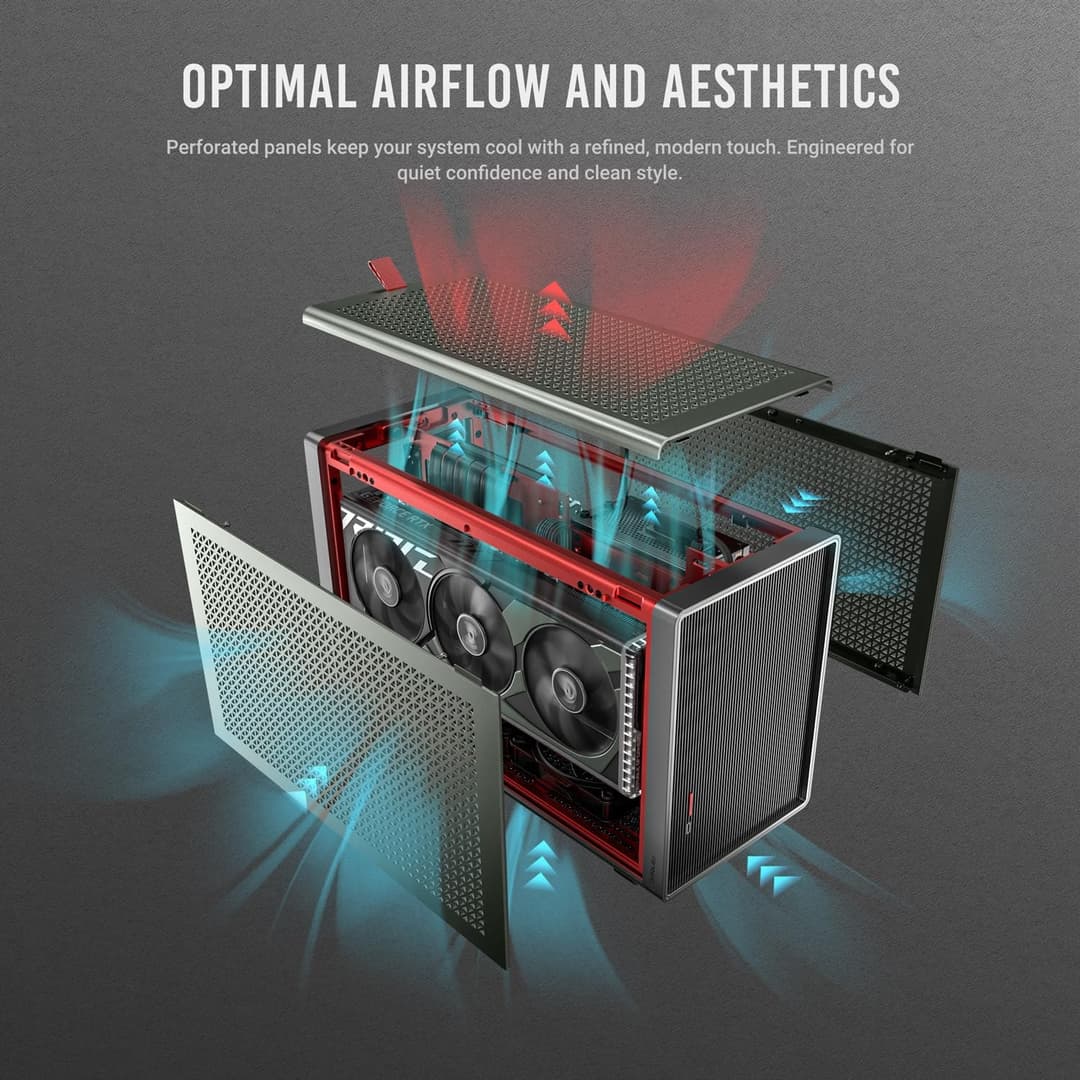 Antec Performance 1M Aventurine, Fans Not Included, High Airflow Solid Panels, RTX40 Compatible, 2 x 140mm Fans Support, PCIe 4.0 Riser Cable, CNC & Aluminum Crafted, Type-C, Mini ITX Gaming Case - Image 4