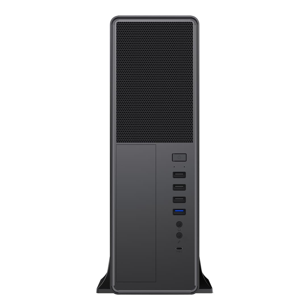 CiT S014C Slim Mini-Tower Micro-ATX Desktop PC Case with 300W Power Supply - Black - Image 2