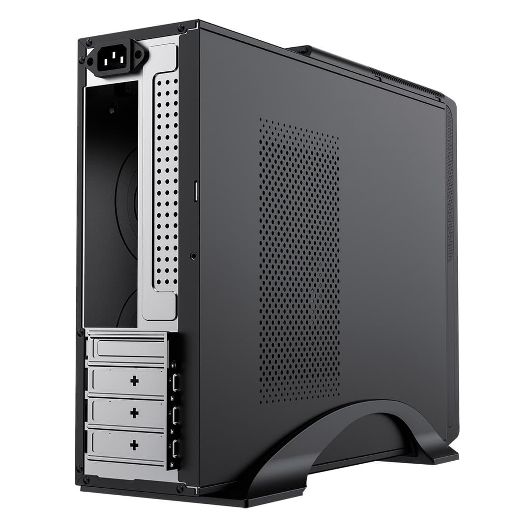 CiT S014C Slim Mini-Tower Micro-ATX Desktop PC Case with 300W Power Supply - Black - Image 6