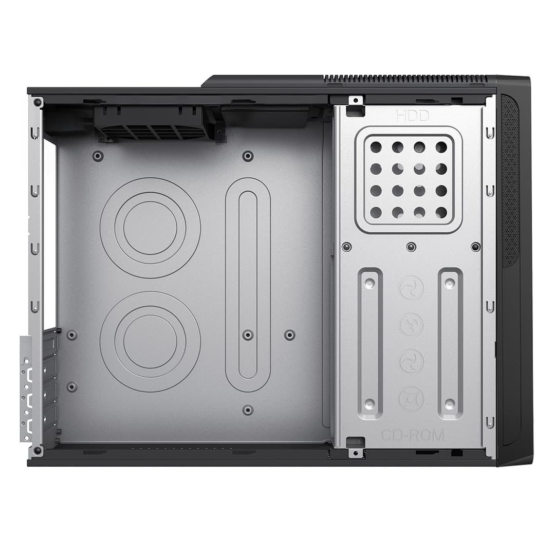CiT S014C Slim Mini-Tower Micro-ATX Desktop PC Case with 300W Power Supply - Black - Image 8