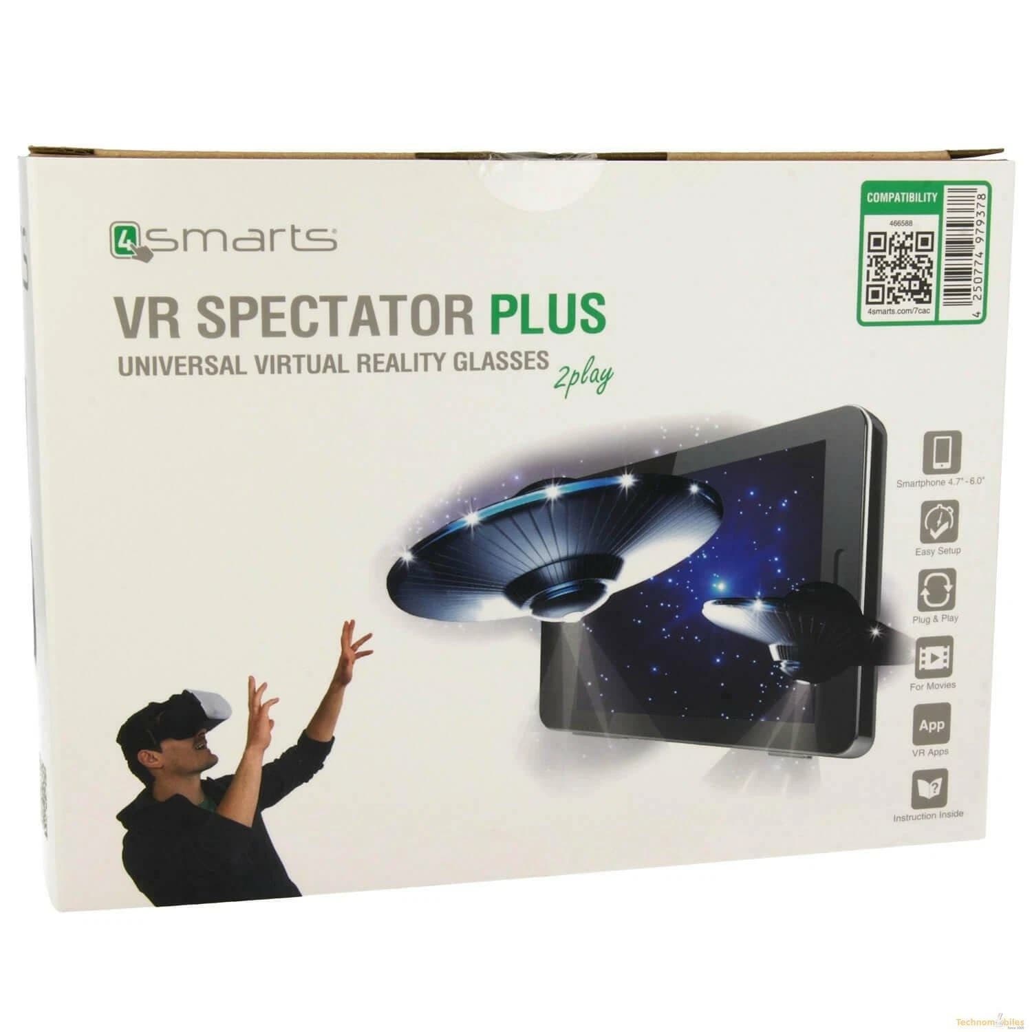 4smarts VR Spectator PLUS Universal Virtual Reality Glasses for Smartphones 4.7"-6.0" - Black
